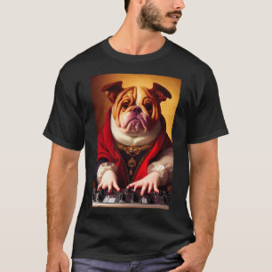 T-shirt Dj Dog bulldog drôle mignonne musique grasse vinyl