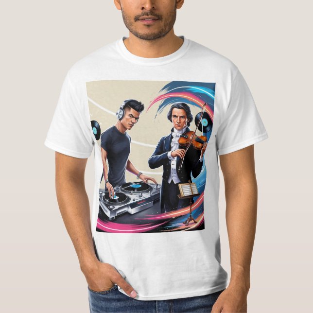 T-shirt DJ et chemise couleur guitare (Devant)