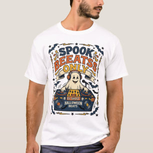 T-shirt DJ Ghost Spooky Beats Gravure Vintage Halloween