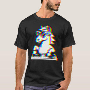 T-shirt DJ Glitch Rave EDM Musique Party Cheval Drôle