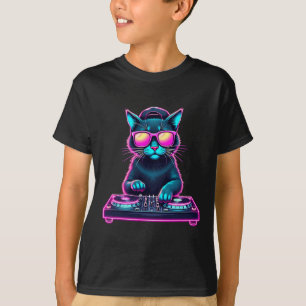 T-shirt Dj House Chat Rainbow Dj Chat Kitty