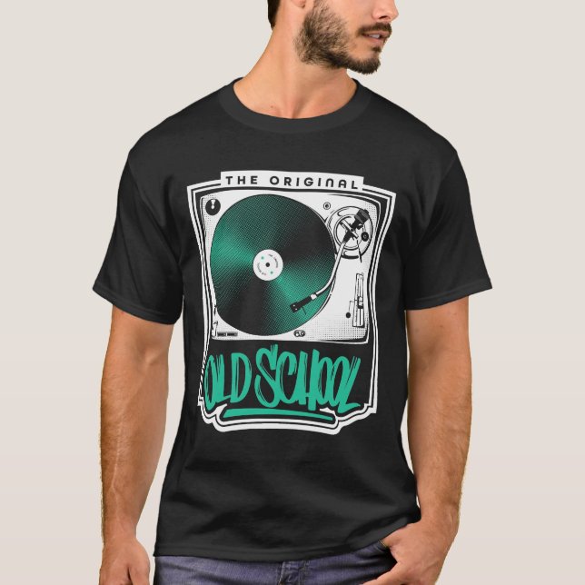 T-shirt Dj - Le Tourne-disque De L'Ancienne École Pour Vin (Devant)