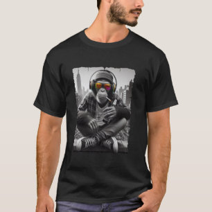 T-shirt DJ Monkey avec casque Poster de animal Hipster T S