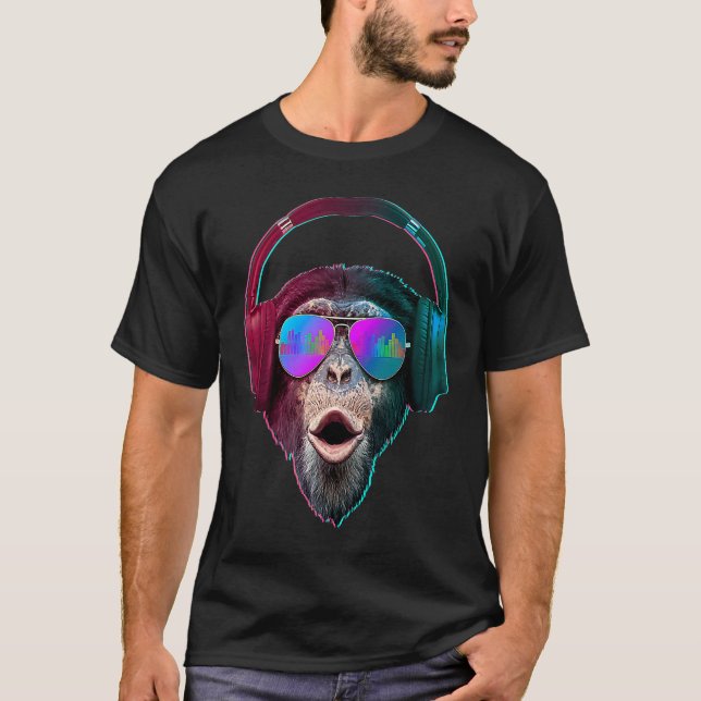 T-shirt DJ Monkey  Disc Jockey Musique Rave (Devant)