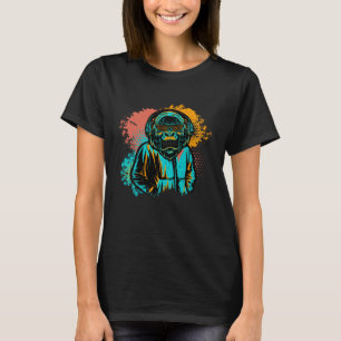 T-shirt DJ Monkey Music Party Amusants Lunettes de soleil