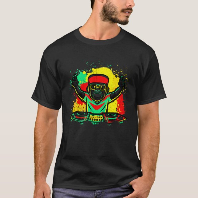 T-shirt DJ Monkey Music Party Amusants Lunettes de soleil  (Devant)