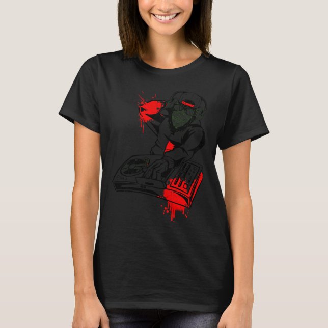 T-shirt DJ Monkey Music Party Fun Sunglaces Fun Dancing C (Devant)