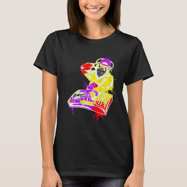T-shirt DJ Monkey Music Party Fun Sunglaces Fun Dancing C (Devant)