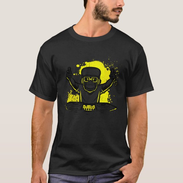 T-shirt DJ Monkey Music Party Fun Sunglaces Fun Dancing C (Devant)