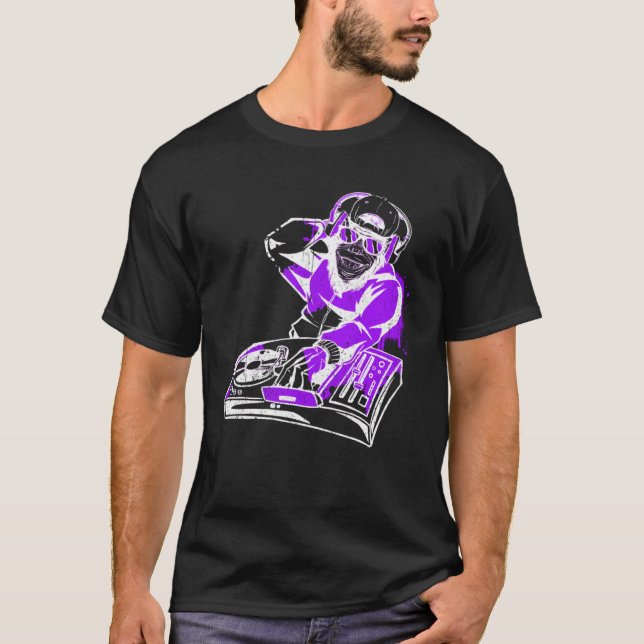 T-shirt DJ Monkey Music Party Fun Sunglaces Fun Dancing C (Devant)