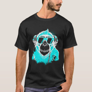 T-shirt DJ Monkey Music Party Fun Sunglaces Fun Dancing C