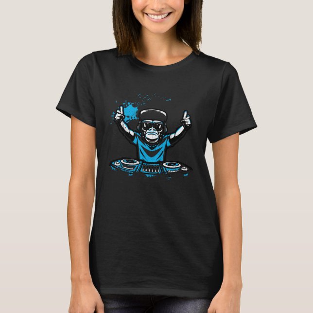T-shirt DJ Monkey Music Party Fun Sunglasses Monkey Headph (Devant)