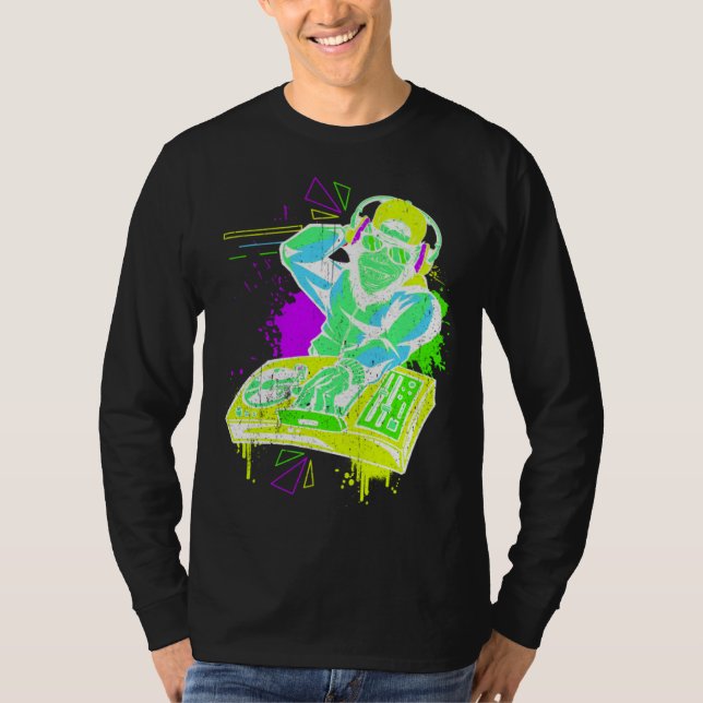 T-shirt DJ Monkey Music Party Fun Sunglasses Monkey Headph (Devant)