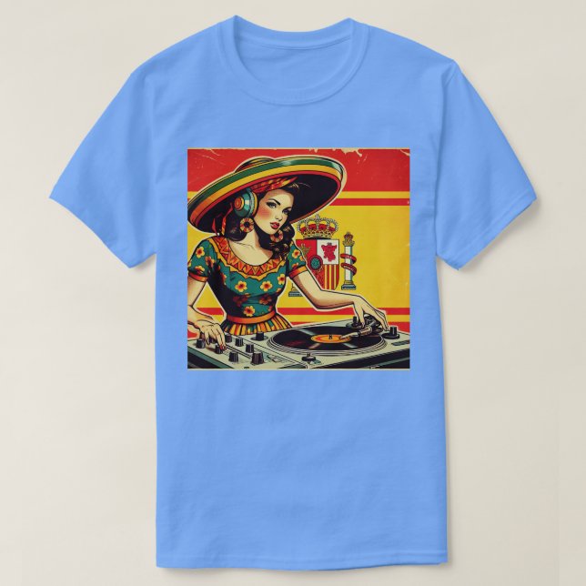 T-shirt DJ Mujer Espaola Msica Retro Sombrero Cultural (Design devant)
