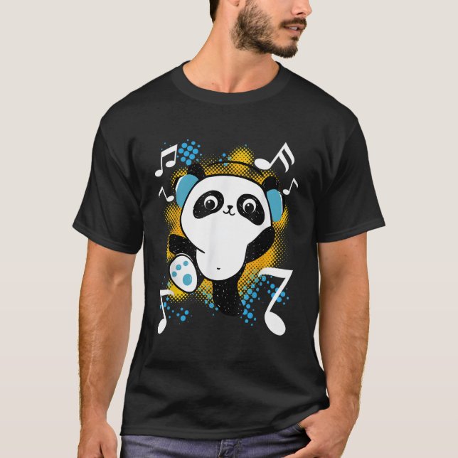 T-shirt Dj Panda Avec Casque (Devant)
