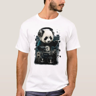 T-shirt Dj Panda Avec Casque Musique