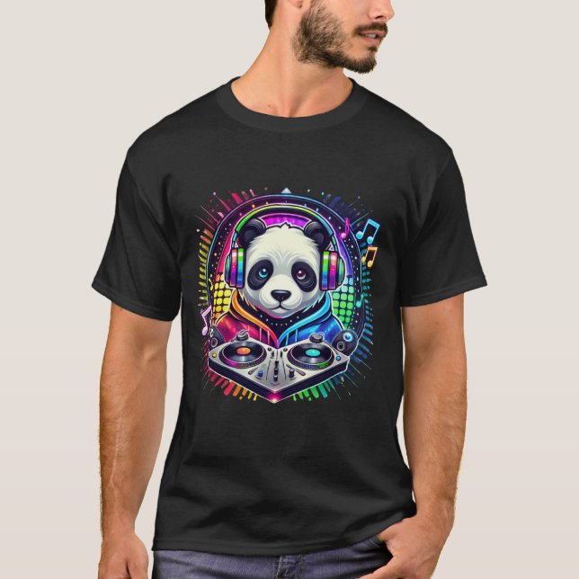 T-shirt DJ Panda Galactique - Merch Vibes Musique Cyberpun (Devant)