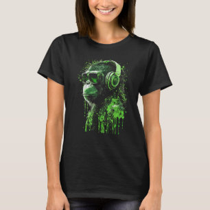 T-shirt DJ Singe Avec Casque Et Lunettes De Soleil 1