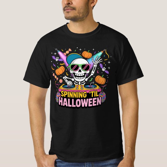 T-shirt DJ Skeleton Halloween Design - (Devant)