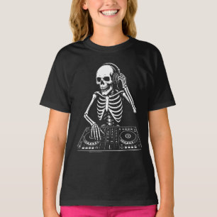 T-shirt DJ Skeleton jouant de la musique en live