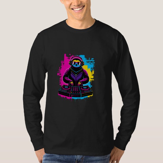 T-shirt DJ Sloth Graffiti Style - Animal EDM Chill avec Co (Devant)