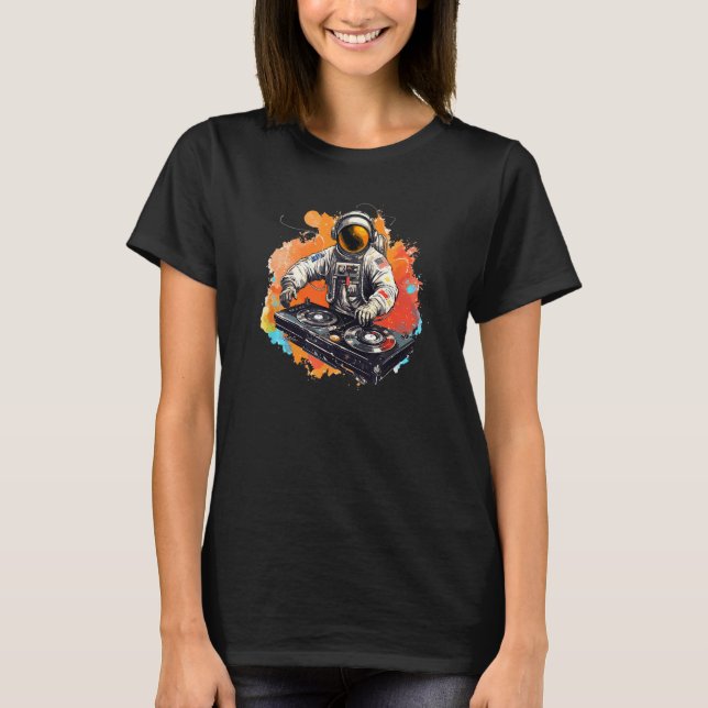 T-shirt DJ Techno Music Astronaut Rave (Devant)