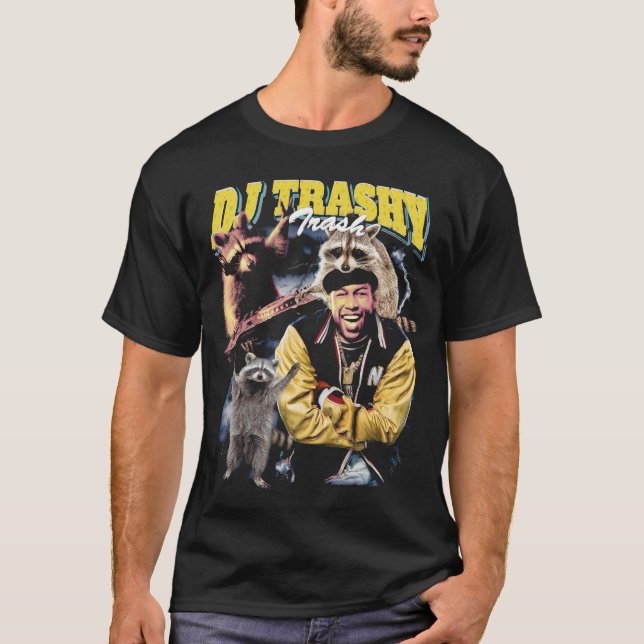 T-shirt DJ Trashy Trash Funny Raccoon Bootleg Shirt (Devant)