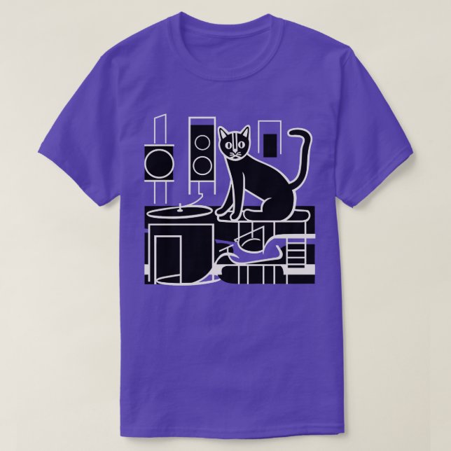 T-shirt DJ Vinyl Cat (Design devant)