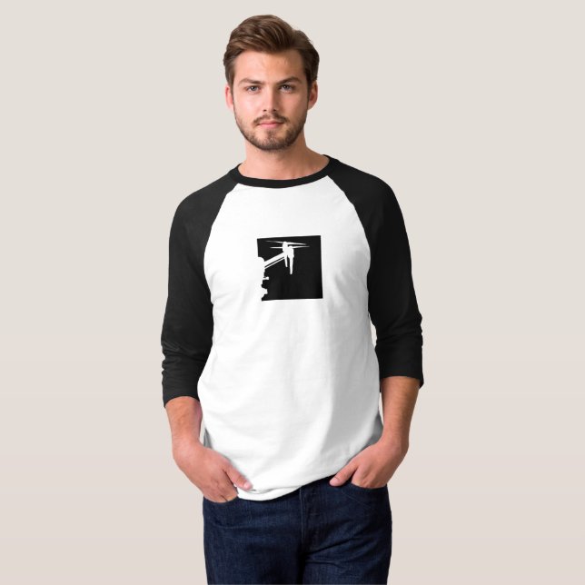 T-shirt DJI inspirent le noir de boîte (Devant entier)