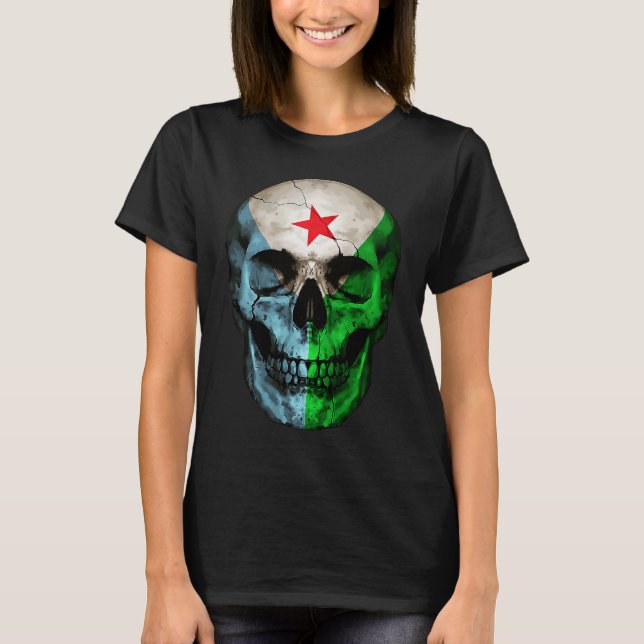 T-shirt Djibouti Flag Skull Djibouti Roots Proud Patriotic (Devant)