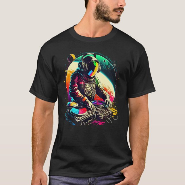 T-shirt Djing Équipement Rave Acide Techno Costume Space D (Devant)