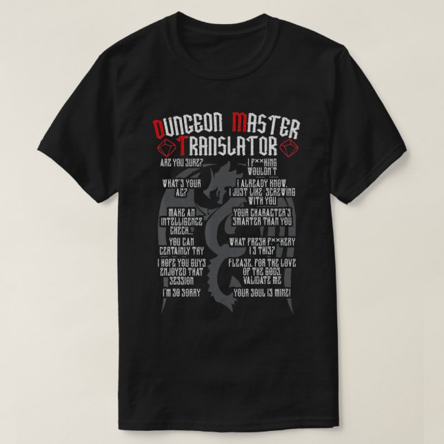 T-shirt DM Translator Tabletop Board Jeu RPG Jeu (Design devant)