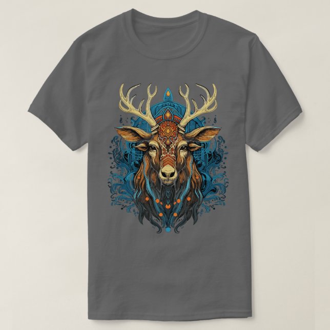 T-shirt DMT Art Psychedelic Reindeer (Design devant)