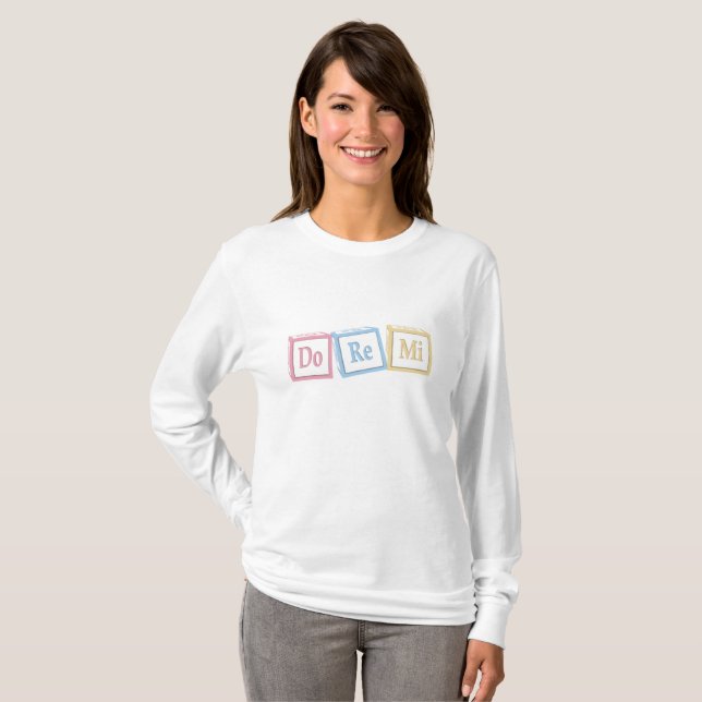T-shirt "Do Re Mi" Solfeggio Baby Blocks Musique Éducation (Devant entier)