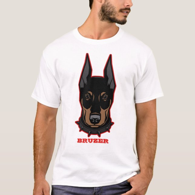 T-shirt Doberman Ajouter un nom Mascotte Hommes (Devant)