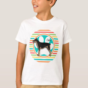 T-shirt Doberman ; Bright Rainbow Stripes