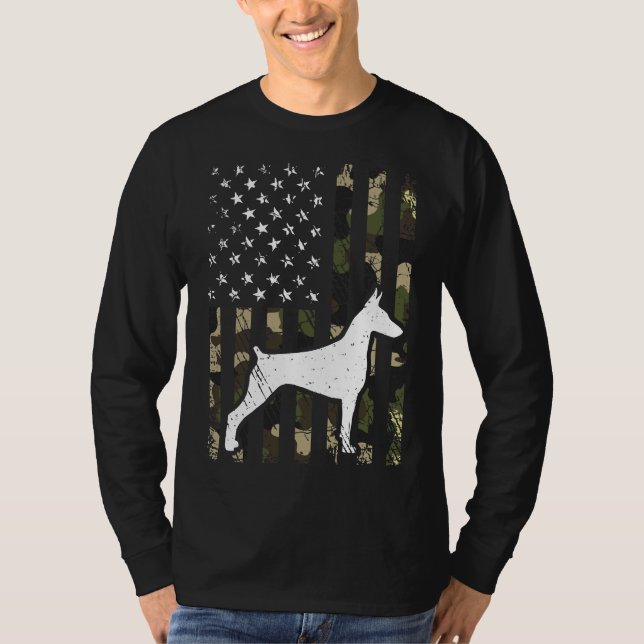 T-shirt Doberman Camouflage Drapeau Usa (Devant)