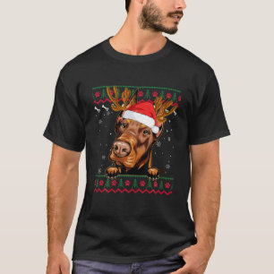 T-shirt Doberman Chien de Noël Père Noël