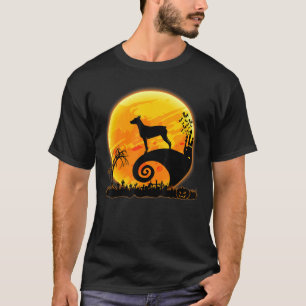 T-shirt Doberman Chien Et Lune Effrayant Costume Halloween