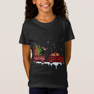T-Shirt Doberman Chien Noël Camion Rouge Plaqué Père Noël 