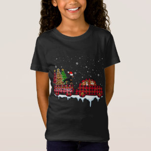 T-Shirt Doberman Chien Noël Camion Rouge Plaqué Père Noël 
