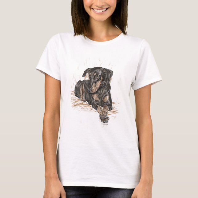 T-shirt Doberman Chien oreilles naturelles (Devant)