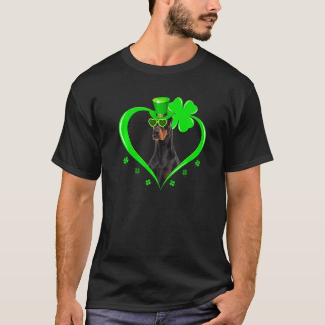 T-shirt Doberman Chien St Patrick S Day Costume Shamrock (Devant)