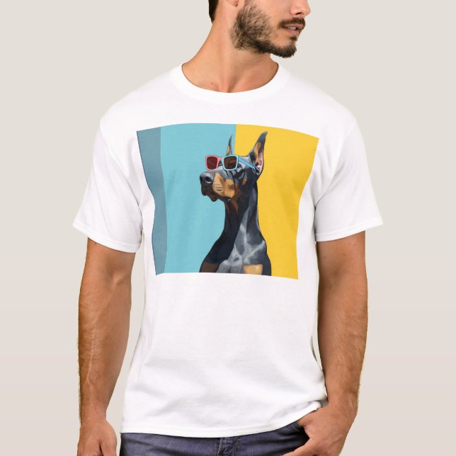 T-shirt Doberman cool avec des lunettes de soleil (Devant)