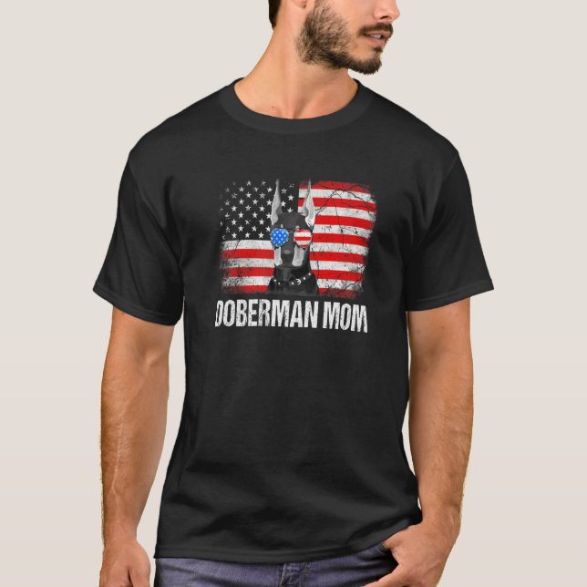T-shirt Doberman Dad American Flag Father's Day (Devant)