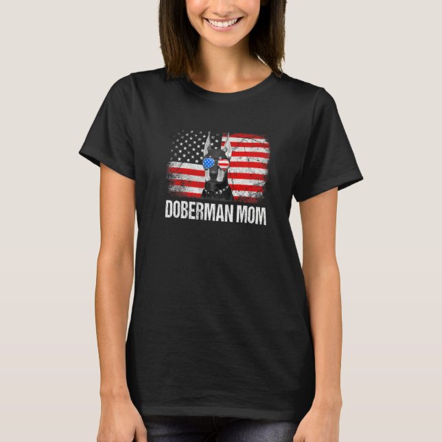T-shirt Doberman Dad American Flag Father's Day (Devant)