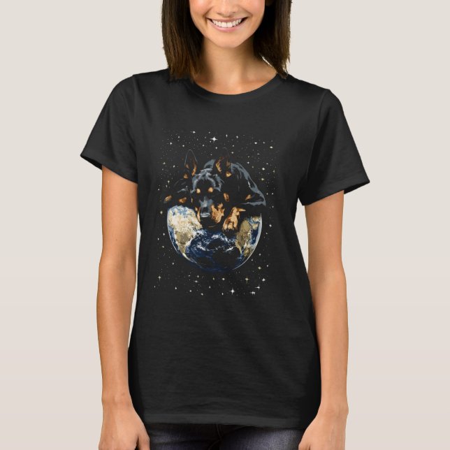 T-shirt Doberman dans l'espace (Devant)