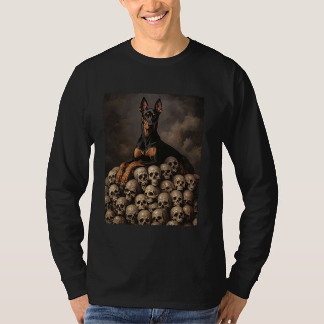 T-shirt Doberman Doberman Pinscher Dog Skeleton (Devant)