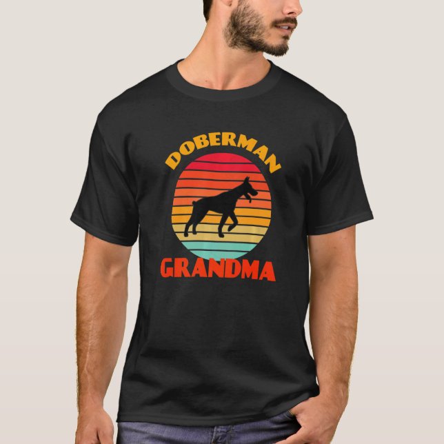 T-shirt Doberman Grand-mère Fête des mères Chien Retro (Devant)