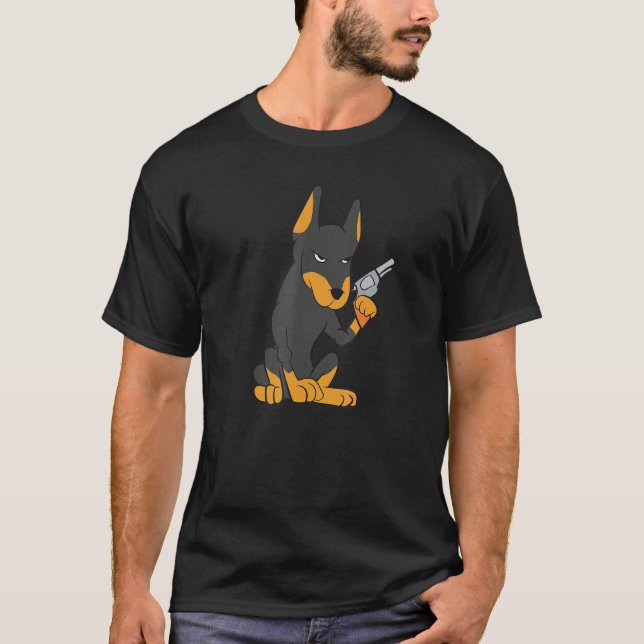 T-shirt Doberman Gun Revolver (Devant)